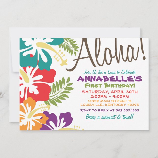 Summer Luau Hawaiian Invitation (Front)