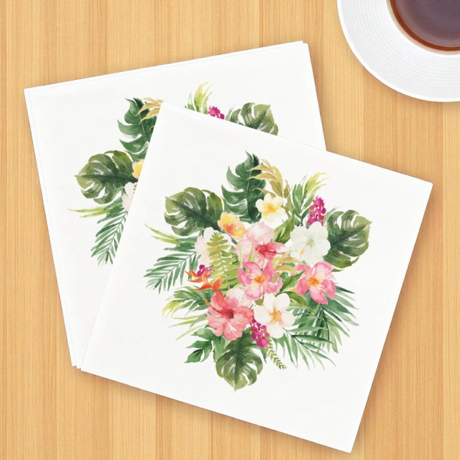 Summer Luau Party Tropical Flowers Napkins (Creator Uploaded)