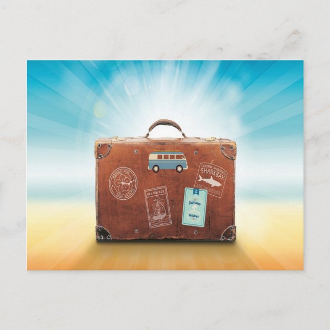Summer luggage vacation postcard (Front)