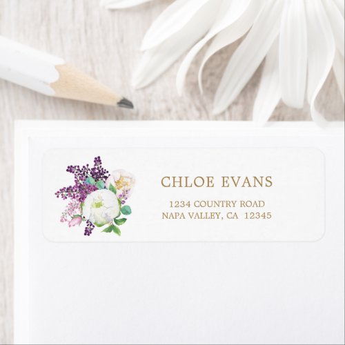 Summer Lush Bloom Watercolor Monogram Wedding  Label