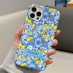 Summer majolica blue Sicilian citrus Mediterranean iPhone 15 Case