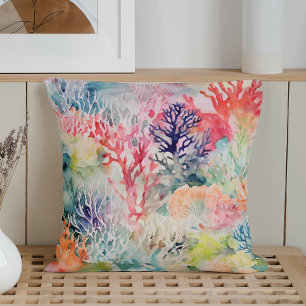 Summer Marine Coral Reef Throw Pillow