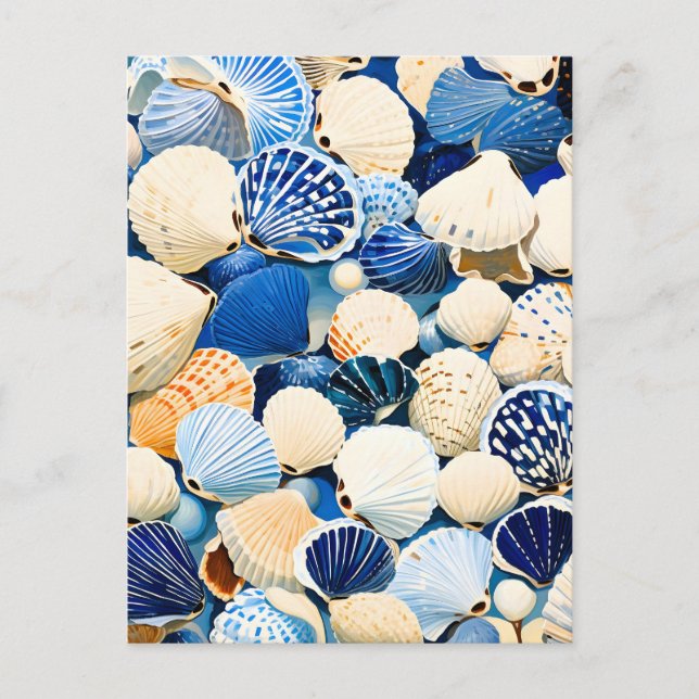 Summer Marine Seashells  Holiday Postcard (Front)