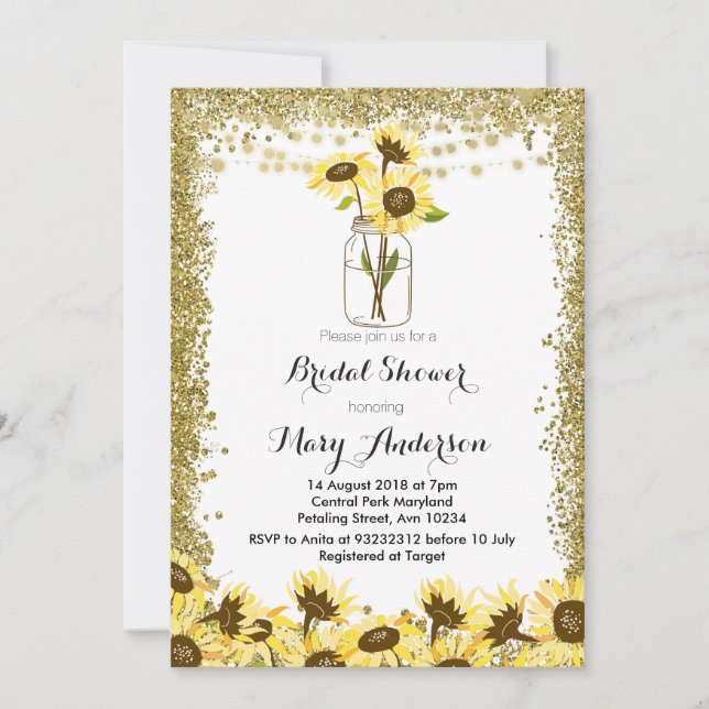 Summer Mason Jar Bridal Shower Invitation (Front)