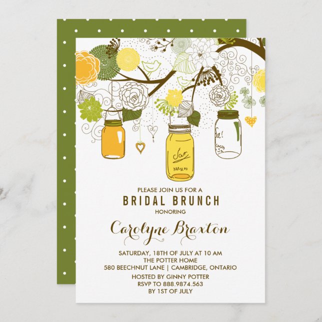 Summer Mason Jars | Bridal Brunch Invitation (Front/Back)