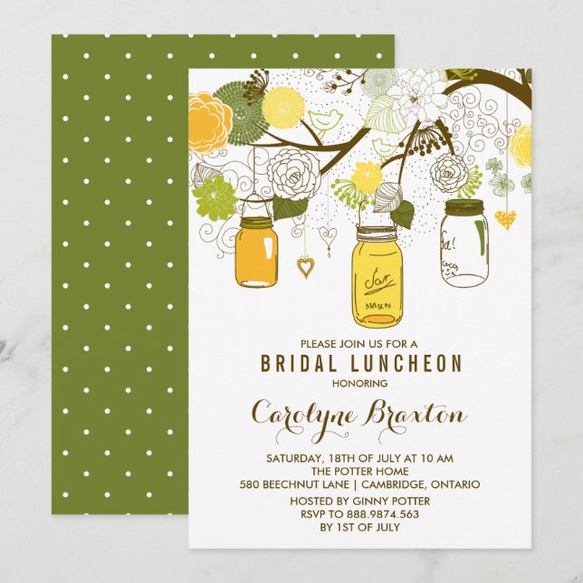Summer Mason Jars | Bridal Luncheon Invitation (Front/Back)