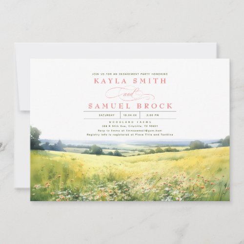 Summer Meadow and Wildflowers Engagement Party Invitation