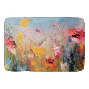 Summer Meadow – Expressive Abstract Wildflowers Bath Mat