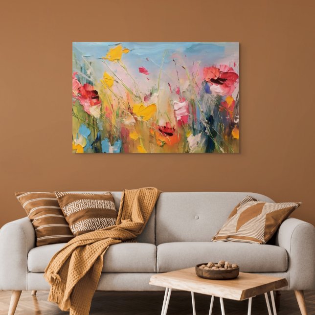 Summer Meadow – Expressive Abstract Wildflowers Canvas Print (Summer Meadow – Expressive Abstract Wildflowers)