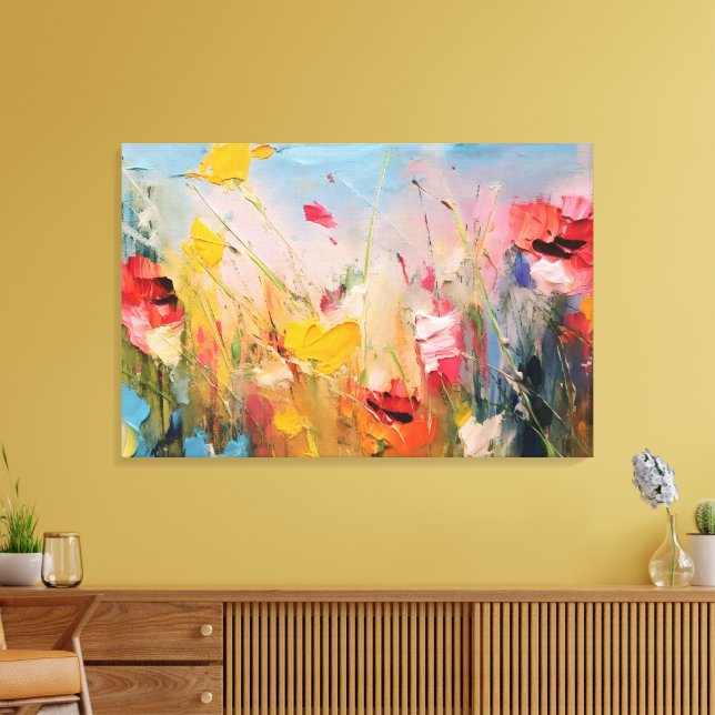 Summer Meadow – Expressive Floral Landscape Canvas Print (Insitu(LivingRoom))