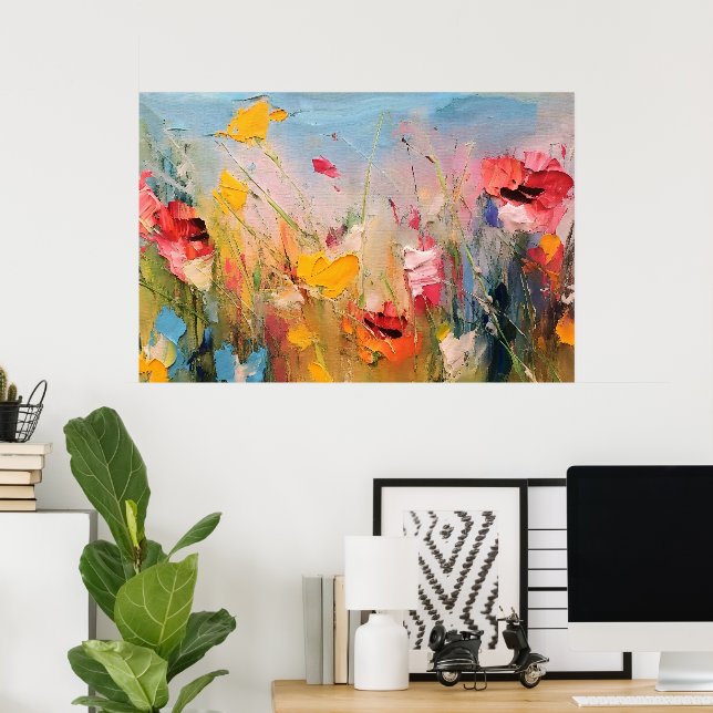 Summer Meadow – Expressive Floral Landscape Poster (Home Office)