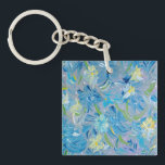 Summer Meadow Floral Acrylic Square Key Chain<br><div class="desc">Hand Painted Acrylic Artwork.</div>