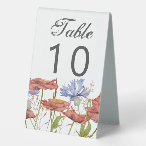 Summer meadow flowers table number table tent sign