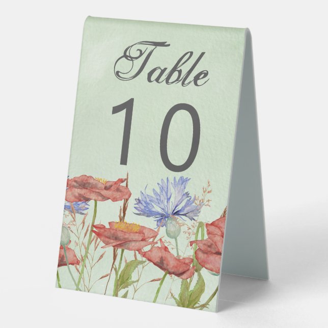 Summer meadow flowers table number tent (Back)