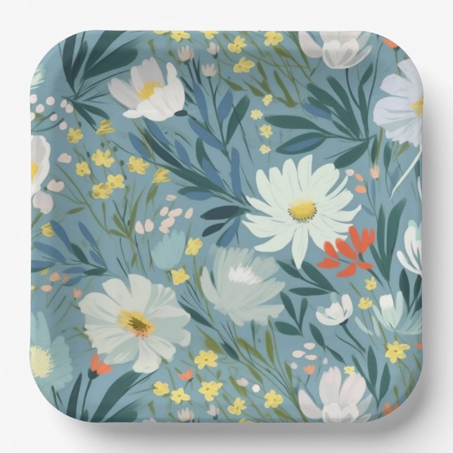 Summer Meadow of Wildflowers Paper Plates (Front)
