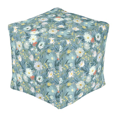 Summer Meadow of Wildflowers Pouf