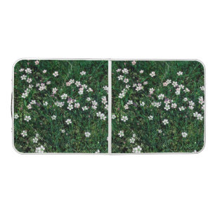 Summer Meadow Small White & Light Pink Wildflowers Beer Pong Table