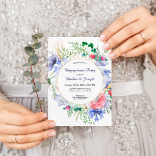 Summer Meadow Wildflower elegant floral Engagement Invitation