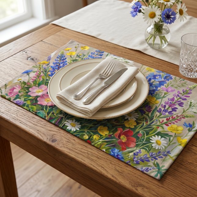Summer Meadow Wildflowers Cloth Placemat (Creator Uploaded)