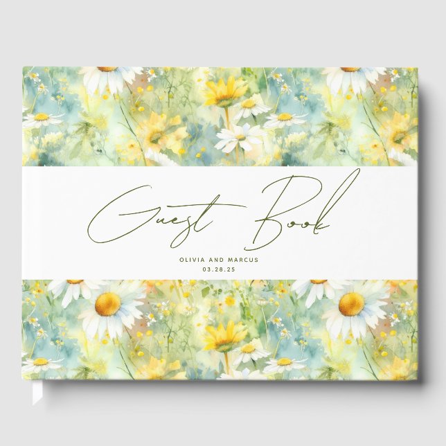 Summer Meadow Wildflowers Nature Wedding Guest Book (Front)