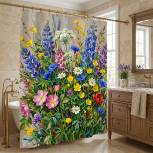 Summer Meadow Wildflowers Shower Curtain
