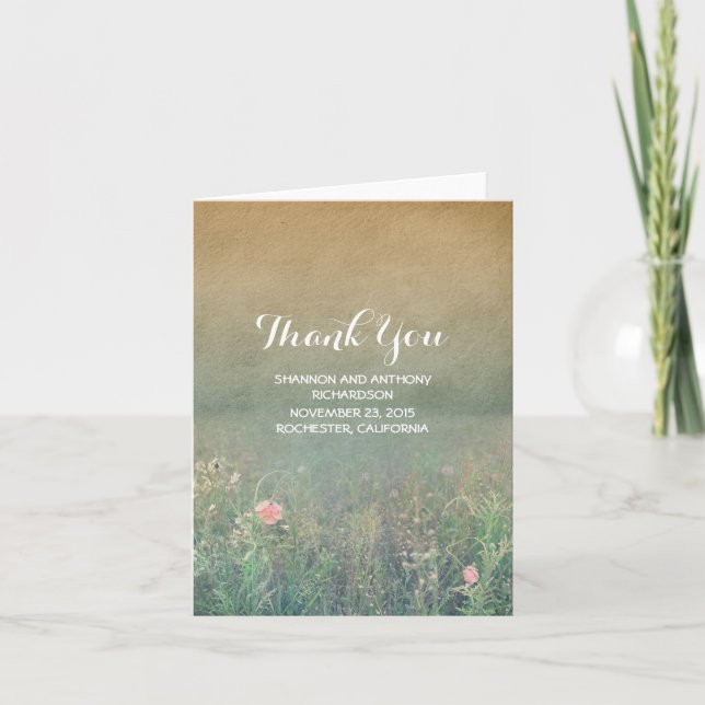 summer meadow wildflowers thank you cards (Front)