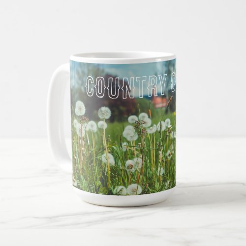 Summer meadow with dandelions coffee mug