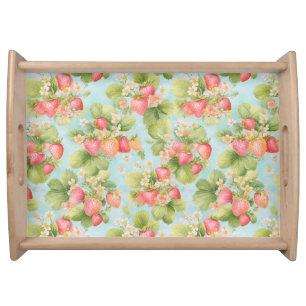 summer meadow with ripe strawberries serving tray