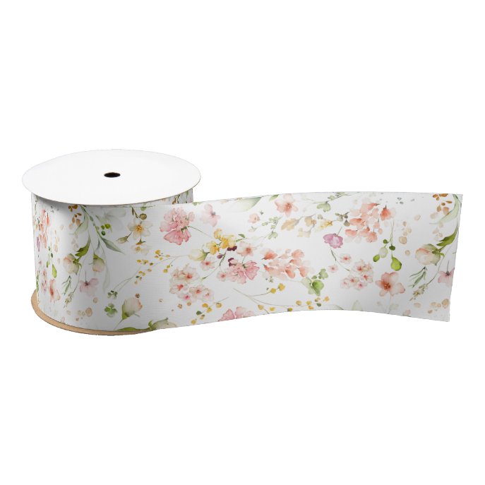 Summer Meadows Wildflowers Cute Elegant Colorful Satin Ribbon