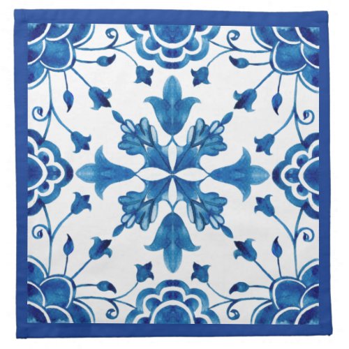 Summer Mediterranean flower tile print  Cloth Napkin