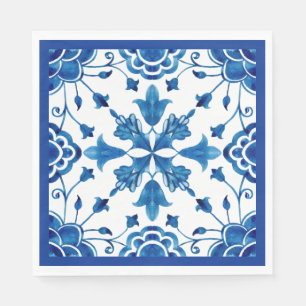 Summer Mediterranean flower tile print Napkins