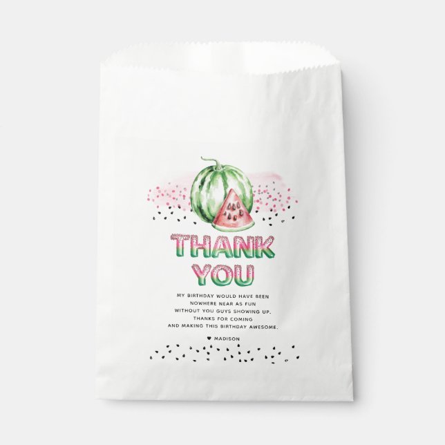 Summer Melon Balloon Letters Birthday Favor Bag (Front)
