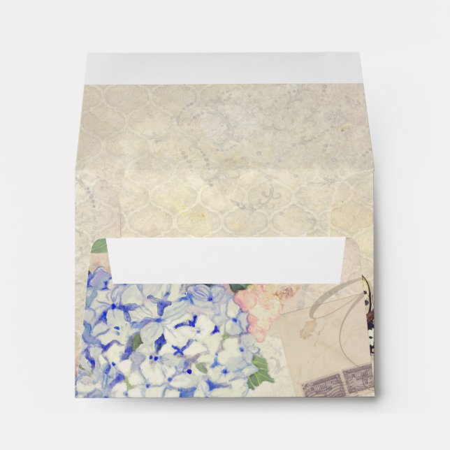 Summer Memories - Blue Hydrangea n Butterflies Envelope (Back (Bottom))