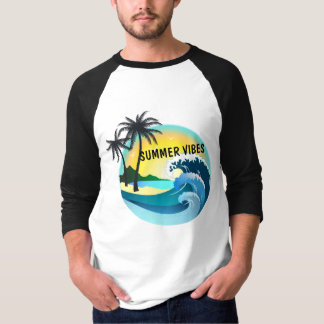 Summer Men's Basic 3/4 Sleeve Raglan T-Shirt