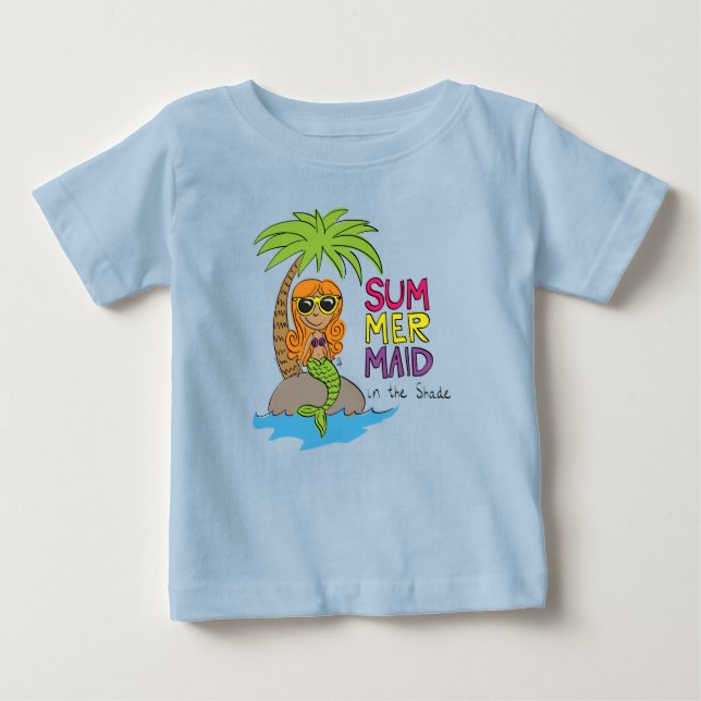 Summer Mermaid Cute Baby T-Shirt Blue (Front)