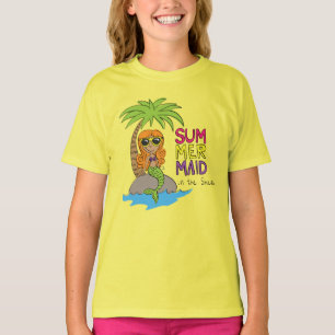 Summer Mermaid Cute Kids T-Shirt Light Lime Yellow
