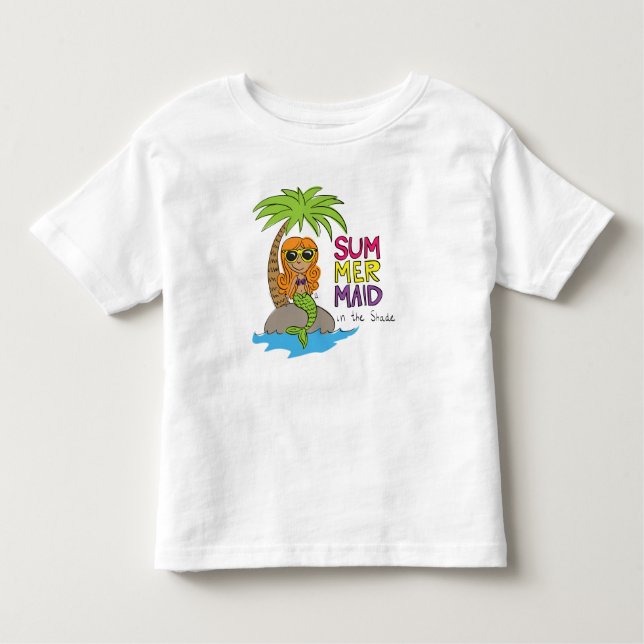Summer Mermaid Cute Toddler T-Shirt White (Front)