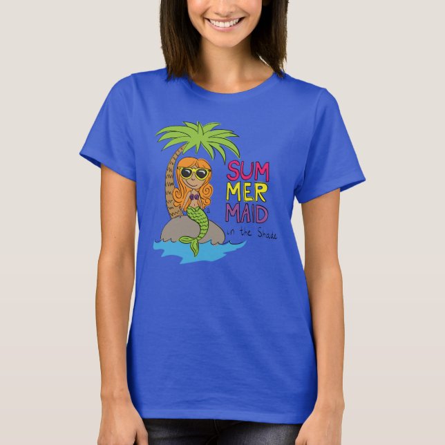 Summer Mermaid Cute Women's T-Shirt Blue (Front)