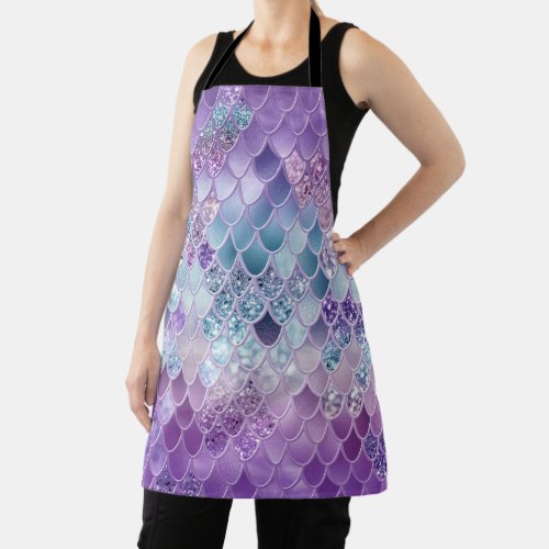 Summer Mermaid Glitter Scales 11 Faux Glitter Apron