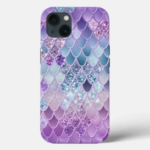 Summer Mermaid Glitter Scales 11 Faux Glitter iPhone 13 Case