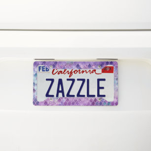 Summer Mermaid Glitter Scales #11 (Faux Glitter) License Plate Frame