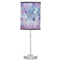 Summer Mermaid Glitter Scales #11 (Faux Glitter) Table Lamp