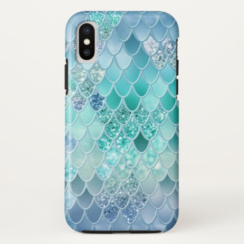 Summer Mermaid Glitter Scales 12 Faux Glitter  iPhone X Case
