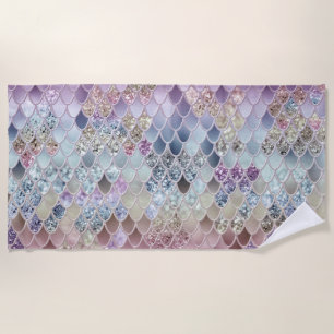 Summer Mermaid Glitter Scales #13 (Faux Glitter)   Beach Towel