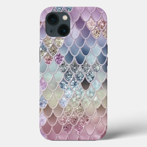 Summer Mermaid Glitter Scales 13 Faux Glitter  iPhone 13 Case