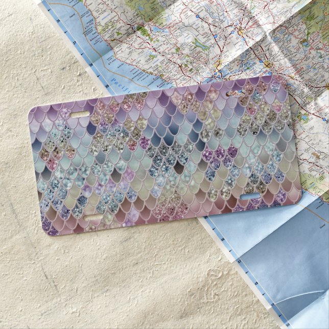 Summer Mermaid Glitter Scales #13 (Faux Glitter)   License Plate (In Situ)