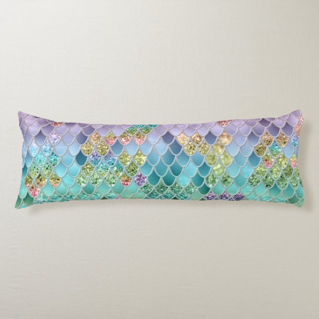 Summer Mermaid Glitter Scales #1 (Faux Glitter)  Body Pillow (Front)