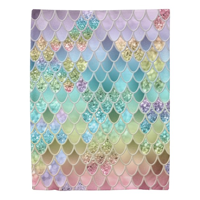 Summer Mermaid Glitter Scales #1 (Faux Glitter)  Duvet Cover (Front)