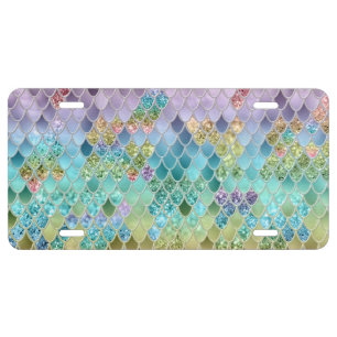 Summer Mermaid Glitter Scales #1 (Faux Glitter)  License Plate