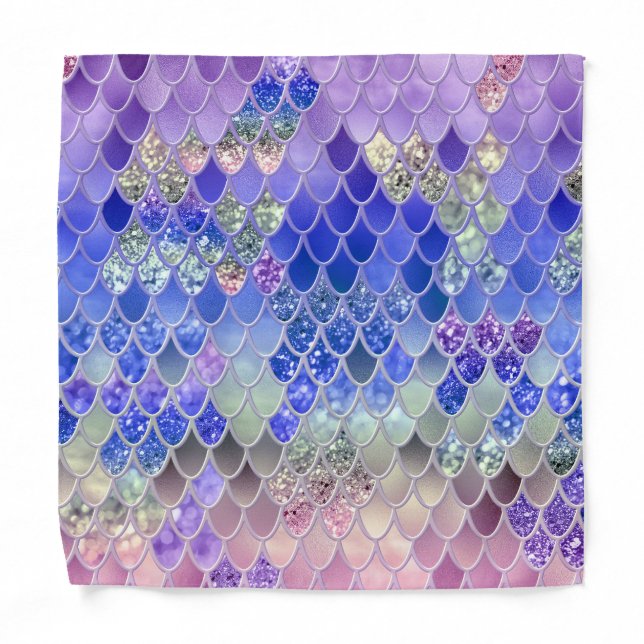 Summer Mermaid Glitter Scales #3 (Faux Glitter)  Bandana (Front)